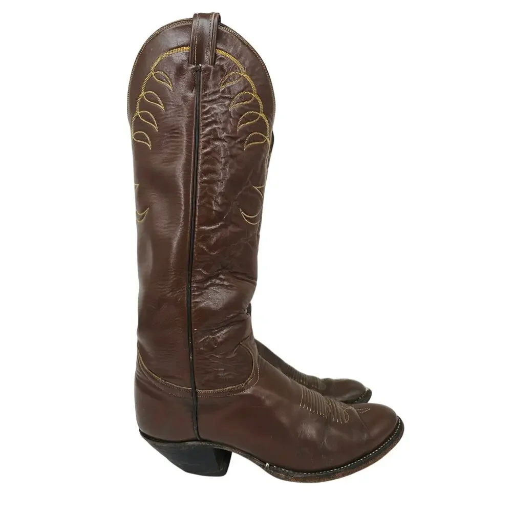 Vintage Justin Men's Knee High Western Cowboy Boots Brown 11